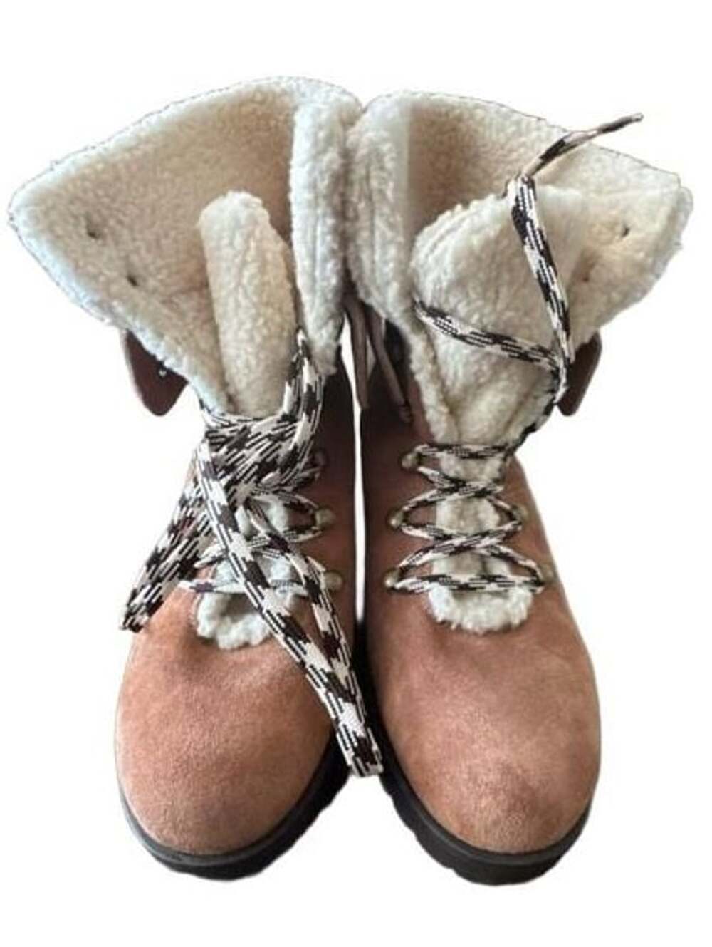 Skechers Trail Troop Sherpa Hiker Boots Size 9.5 Brown Suede Faux Fur
